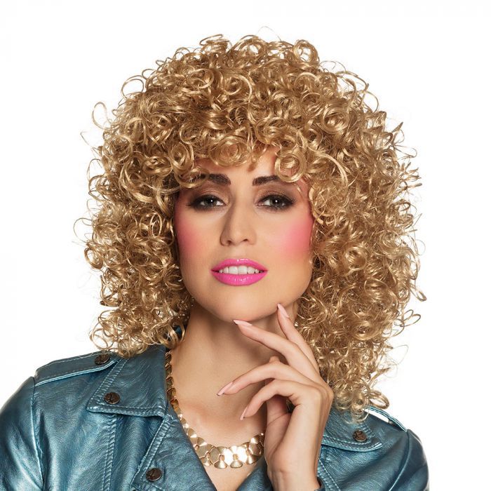 Pruik carnaval blond 80s krullen