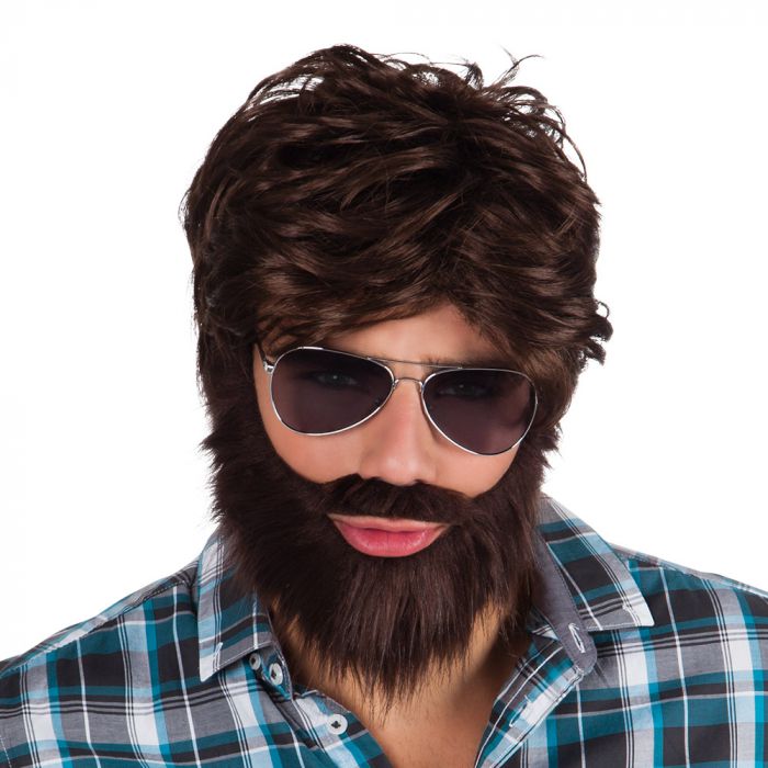 pruik carnaval bruin baard kopen