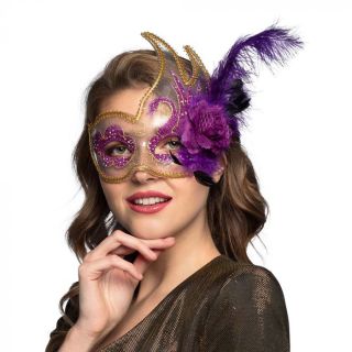 Venetiaans masker venice veren paars kopen