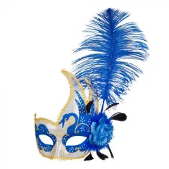 Venetiaans masker venice veren blauw.