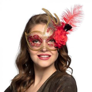 Venetiaans masker venice veren rood kopen
