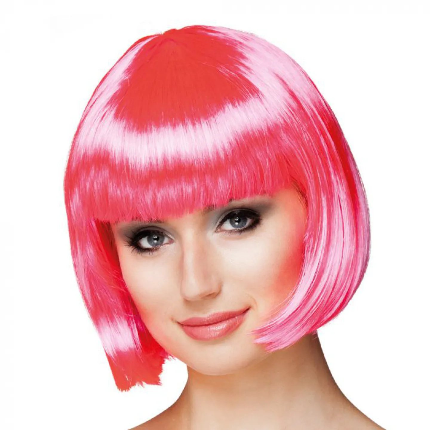 Pruik Carnaval roze neon.