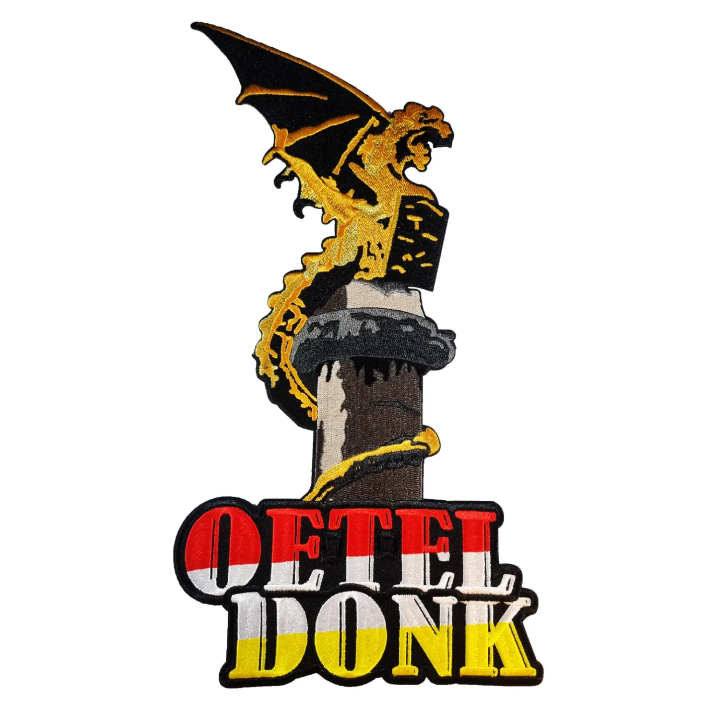 oeteldonk embleem rugembleem gouden draak.