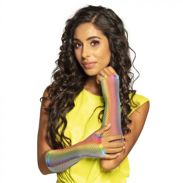 Visnet handschoenen lang regenboog goedkoop