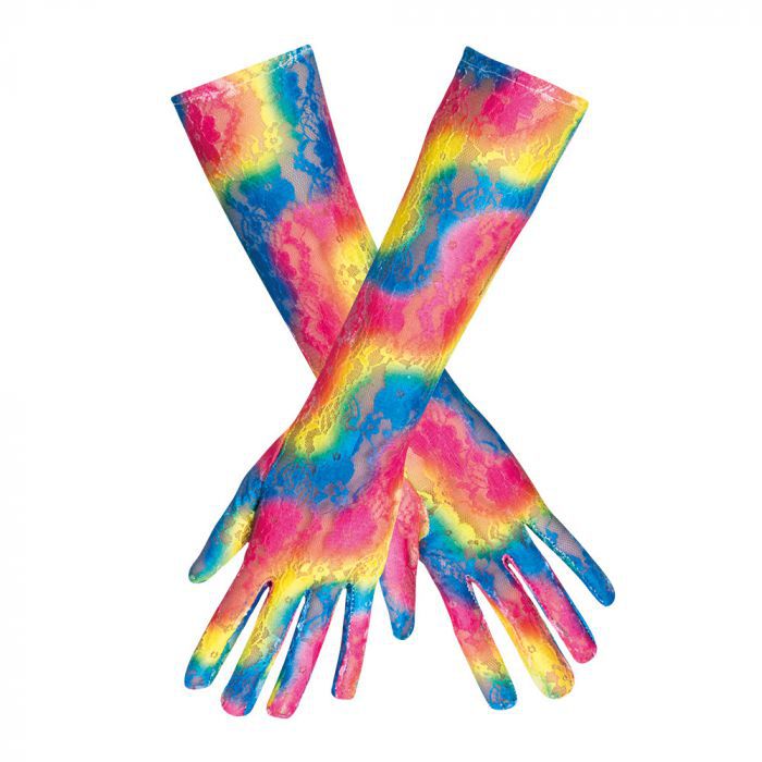 Kanten handschoenen lang regenboog kopen