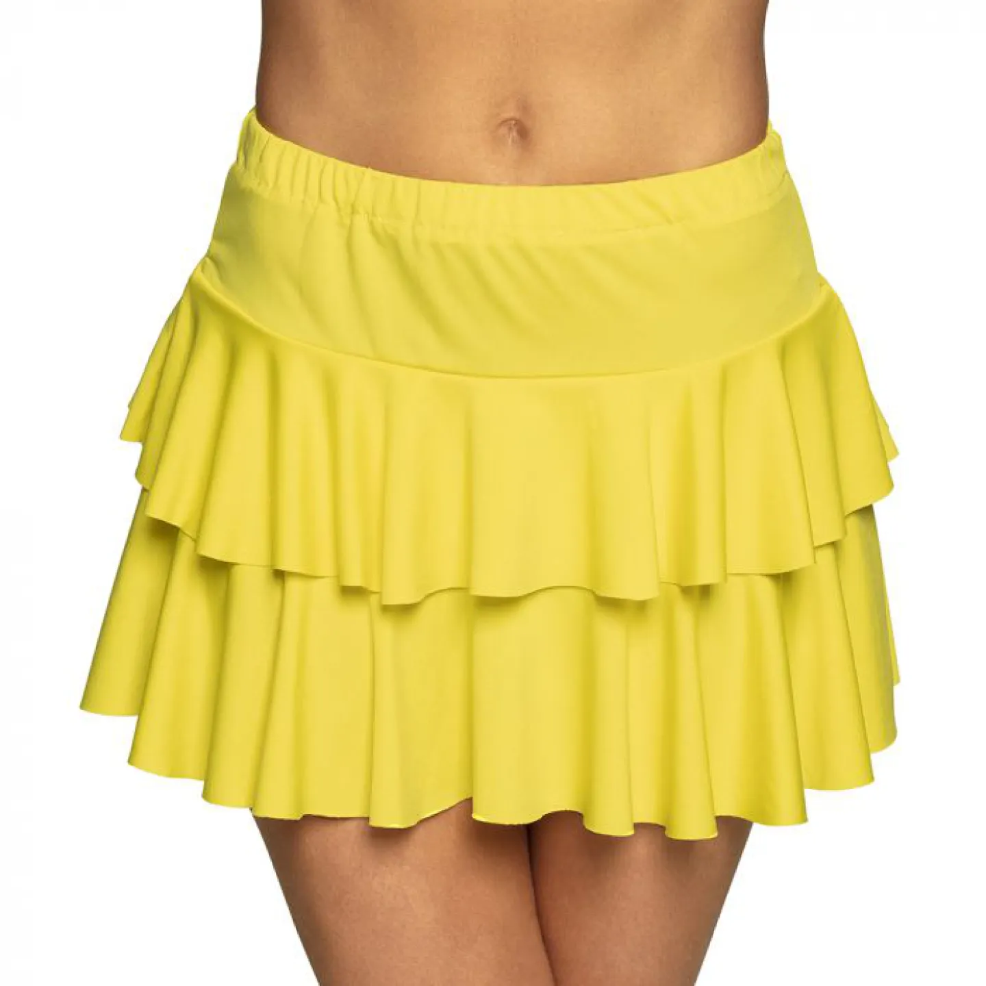 Minirokje ruffles neon geel.