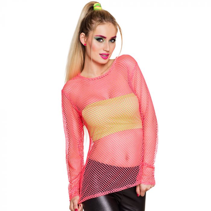 Visnet shirt Neon roze