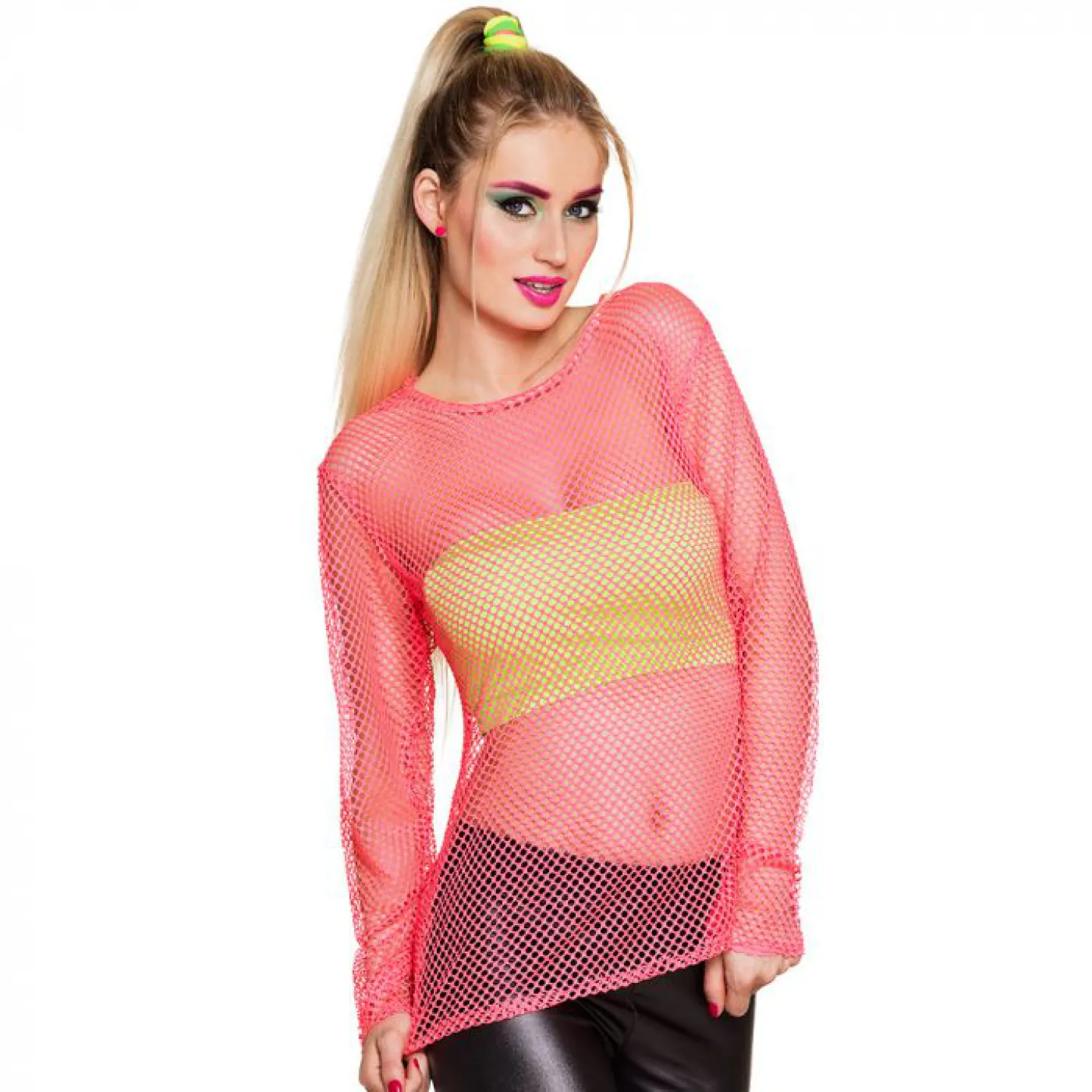 Visnet shirt Neon roze.