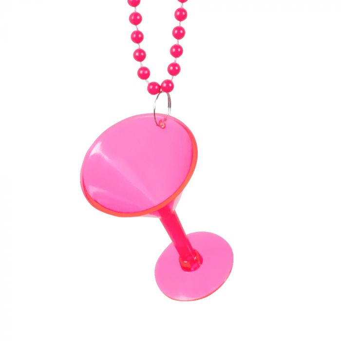 Ketting met cocktail shotglas Neon roze