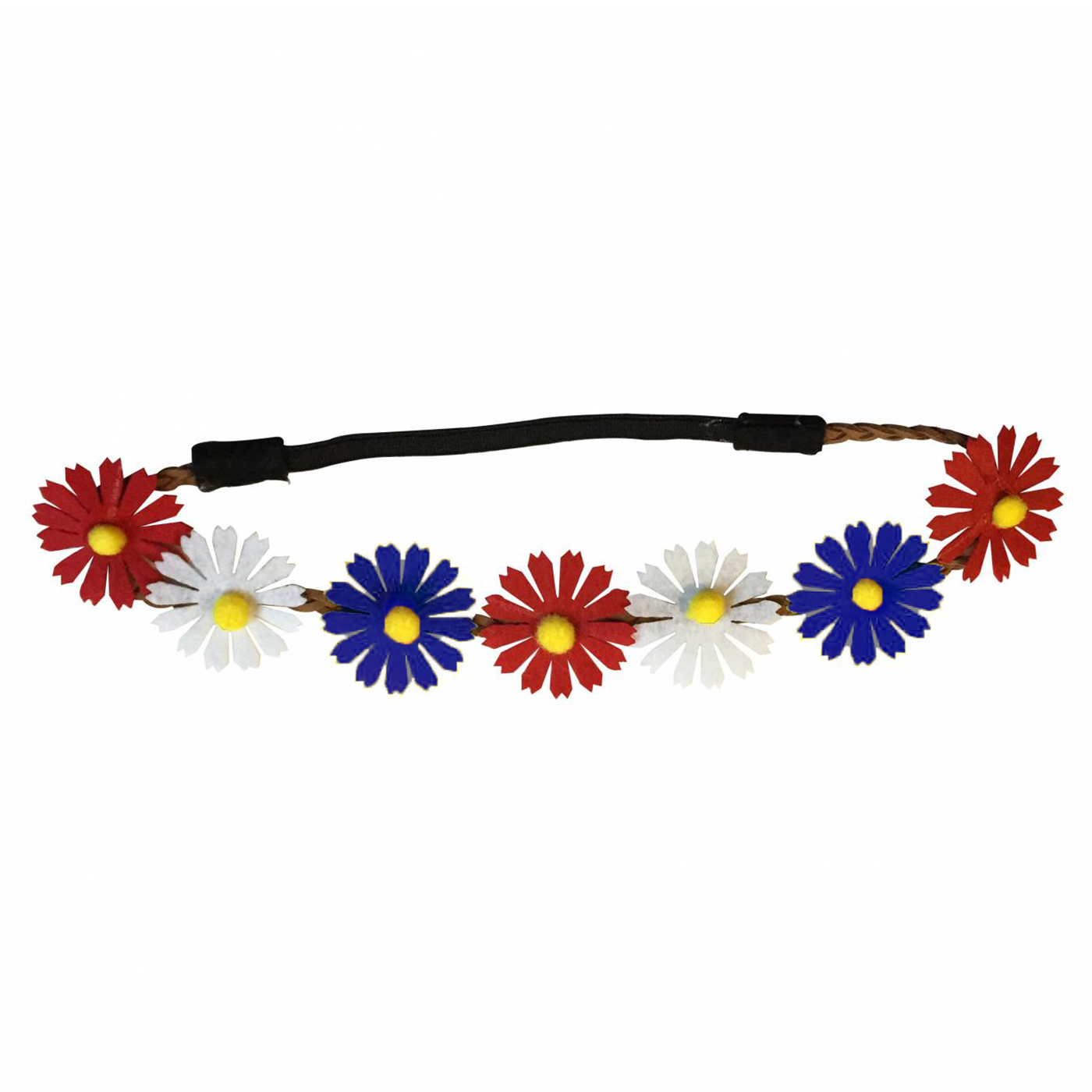 Bloemetjes hoofdband rood/wit/blauw