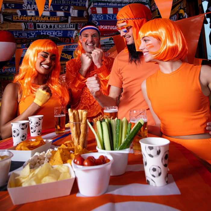 Koningsdag pruik lang Oranje kopen