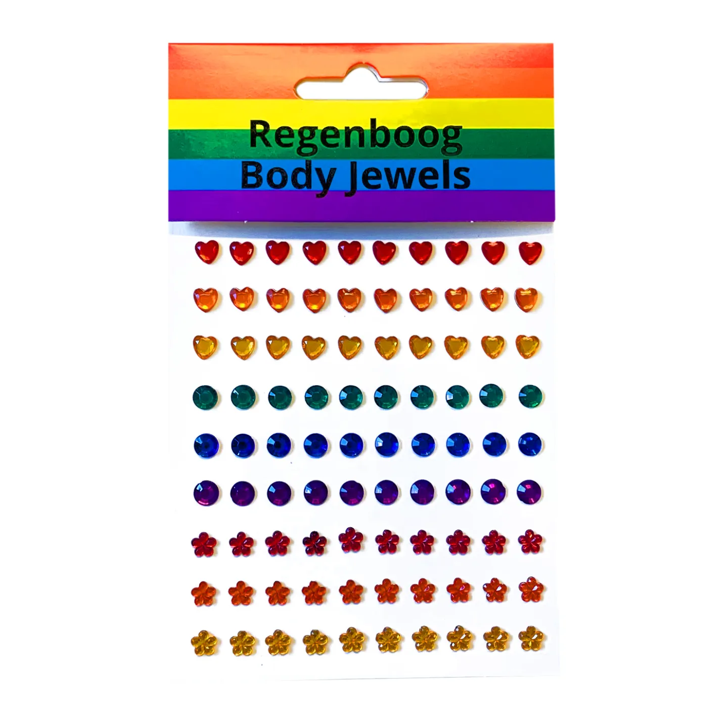 Regenboog body jewels kopen.