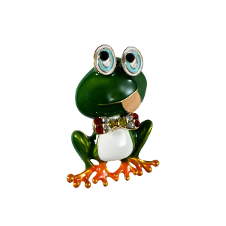 Oeteldonk broche metaal kikker met tong