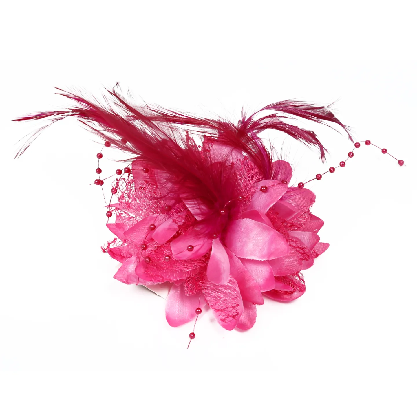 Haarclip bloem met veren roze online.