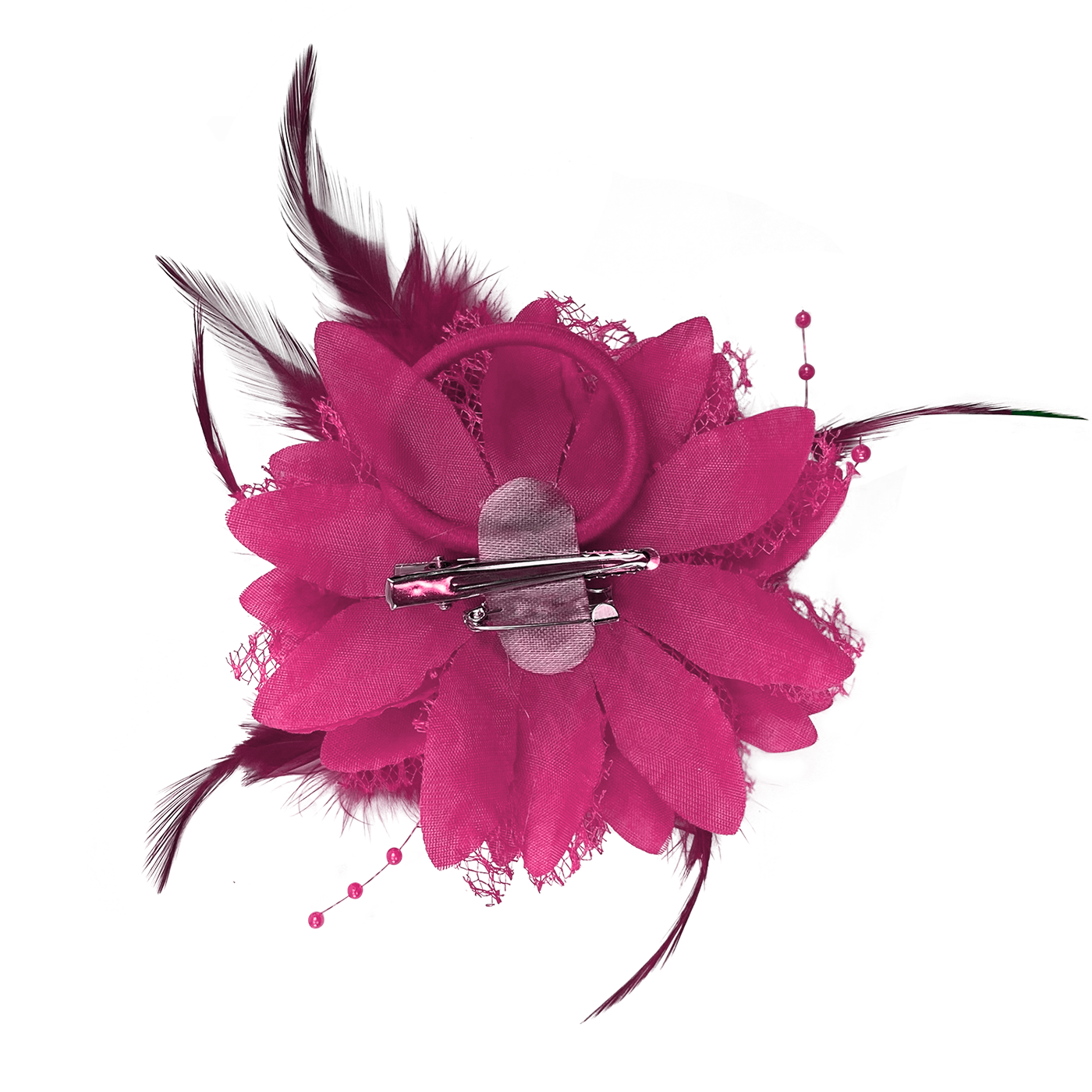 Haarclip bloem met veren roze kopen