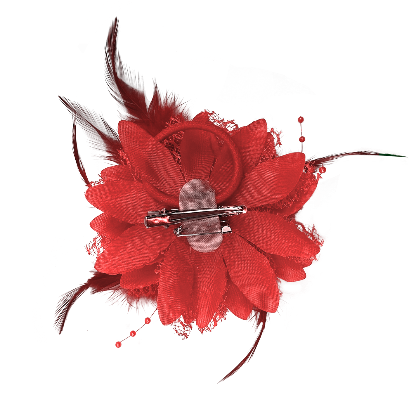 Haarclip bloem met veren rood kopen