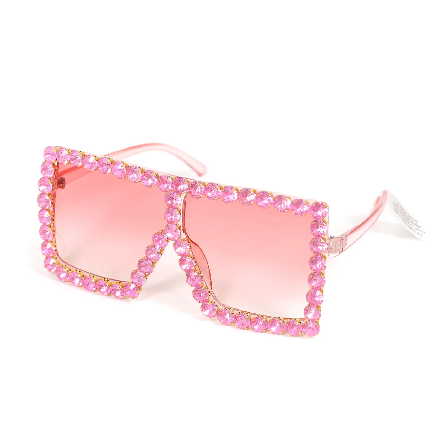 Vierkante bril glitter roze.