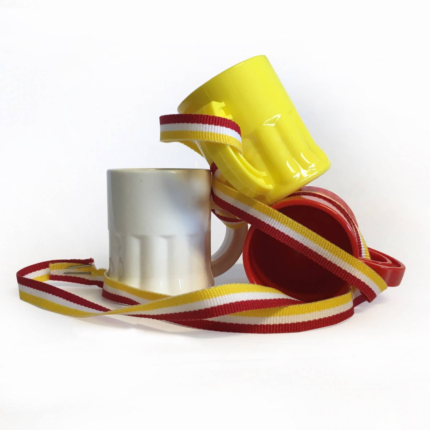 Oeteldonk shotglaasjes rood wit geel