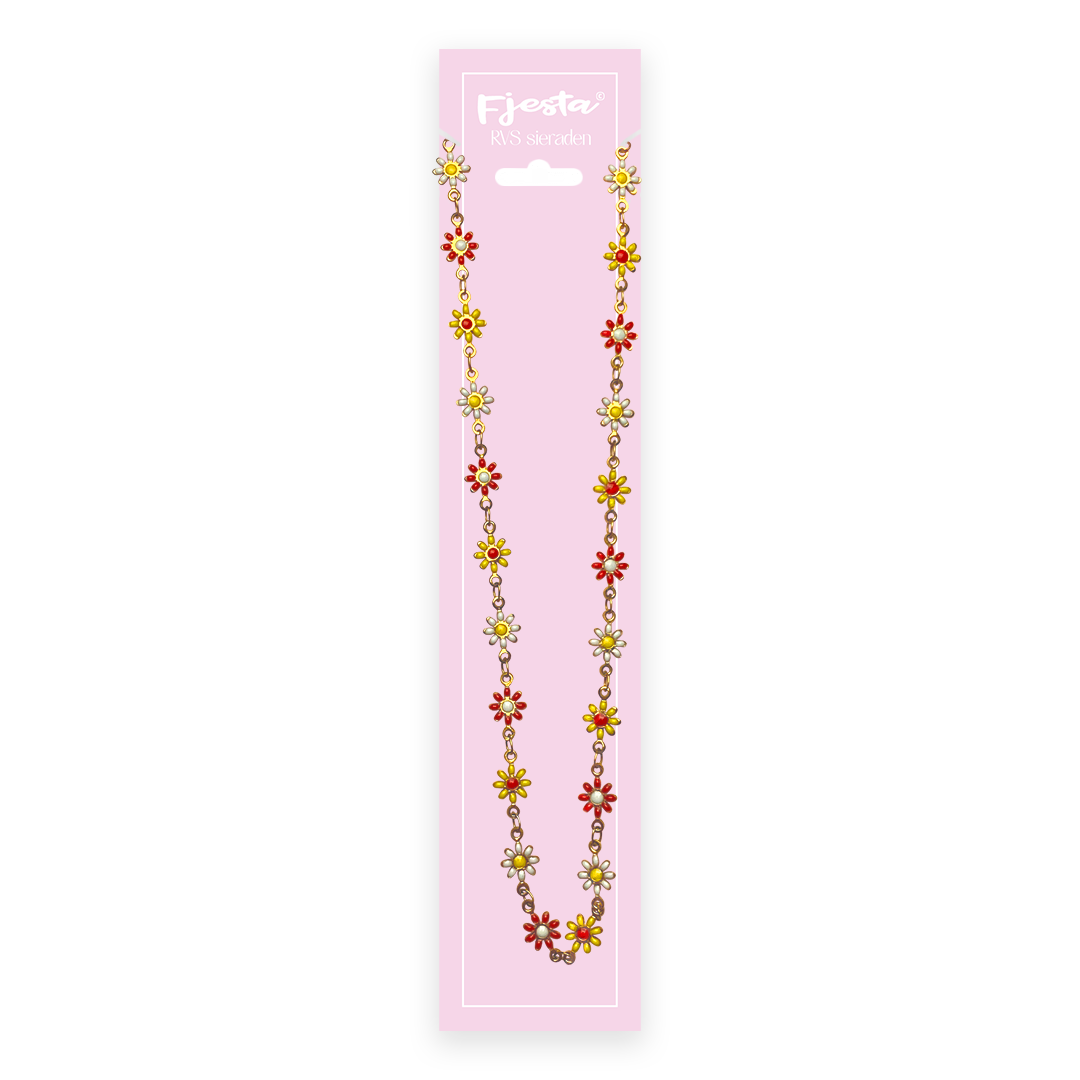 Oeteldonk ketting bloemetjes premium RVS
