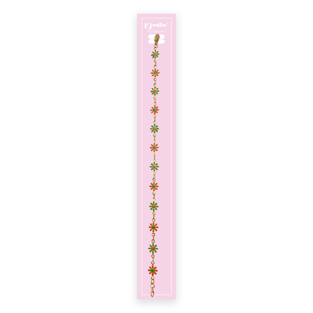 Kruikenstad armband bloemetjes RVS