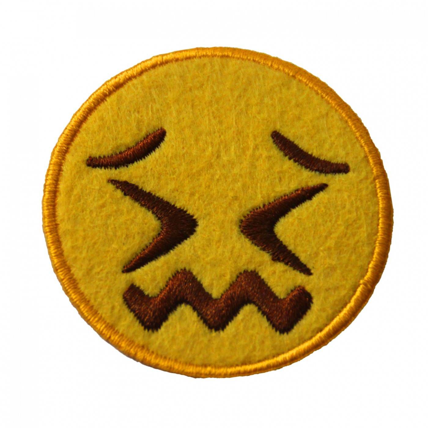 Emoji embleem vermoeid gezicht