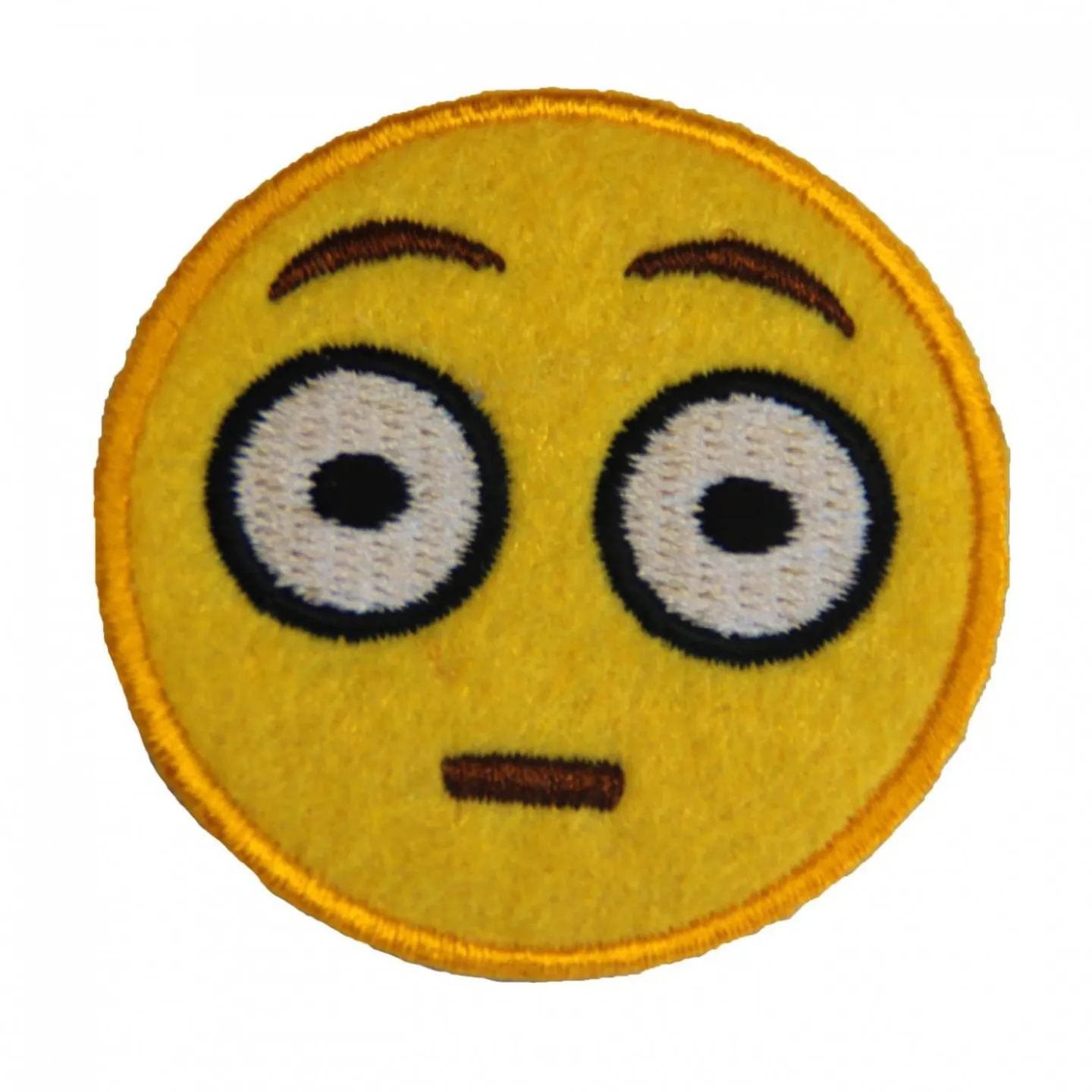 Emoji embleem verbaasd gezicht.
