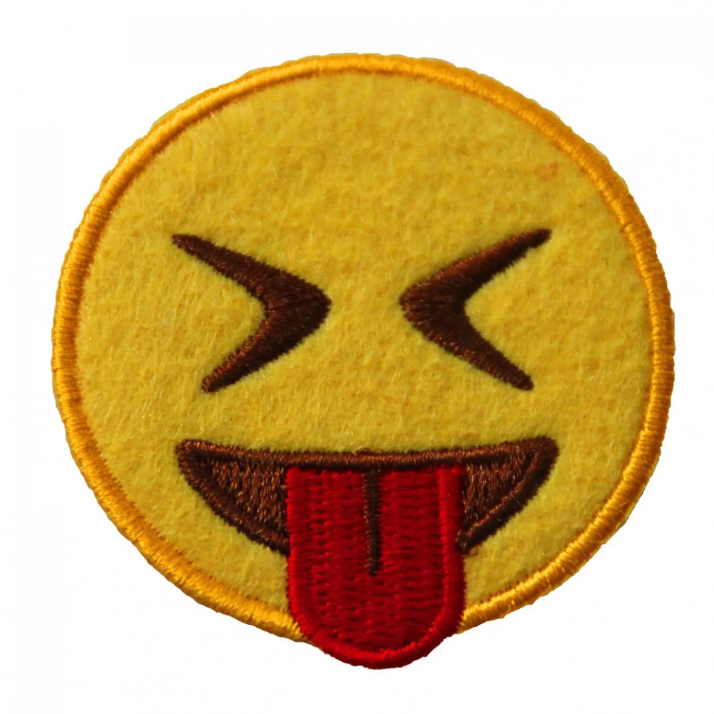 Emoji embleem tongetje met gesloten ogen.