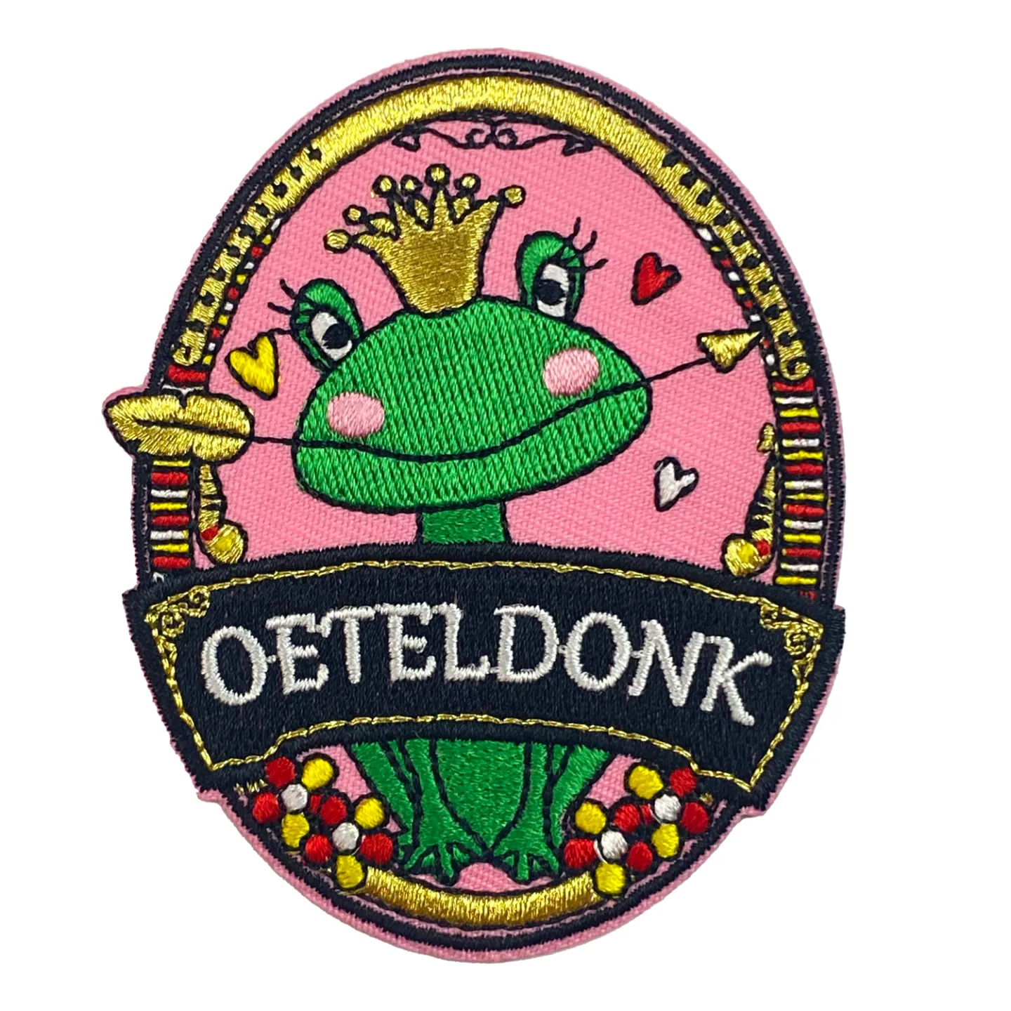 Oeteldonk embleem kikker roze hartje.