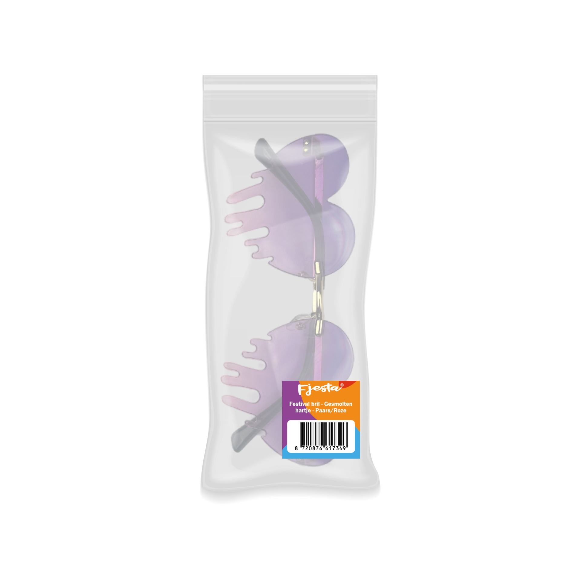 Rave bril gesmolten hartje paars/roze kopen