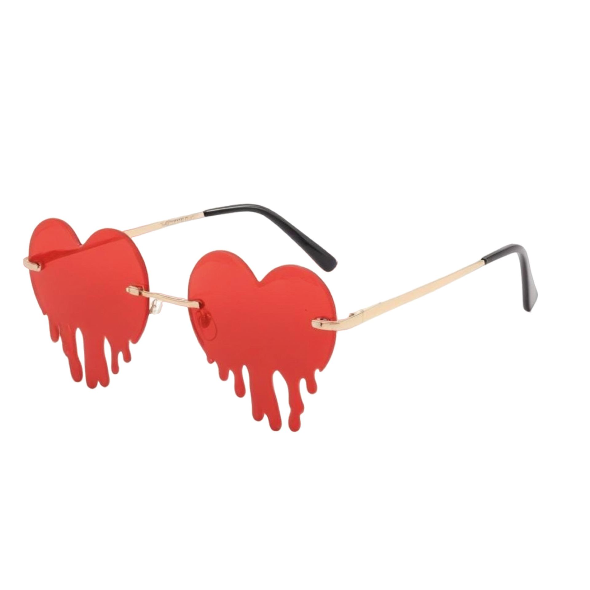 Rave bril gesmolten hartje rood