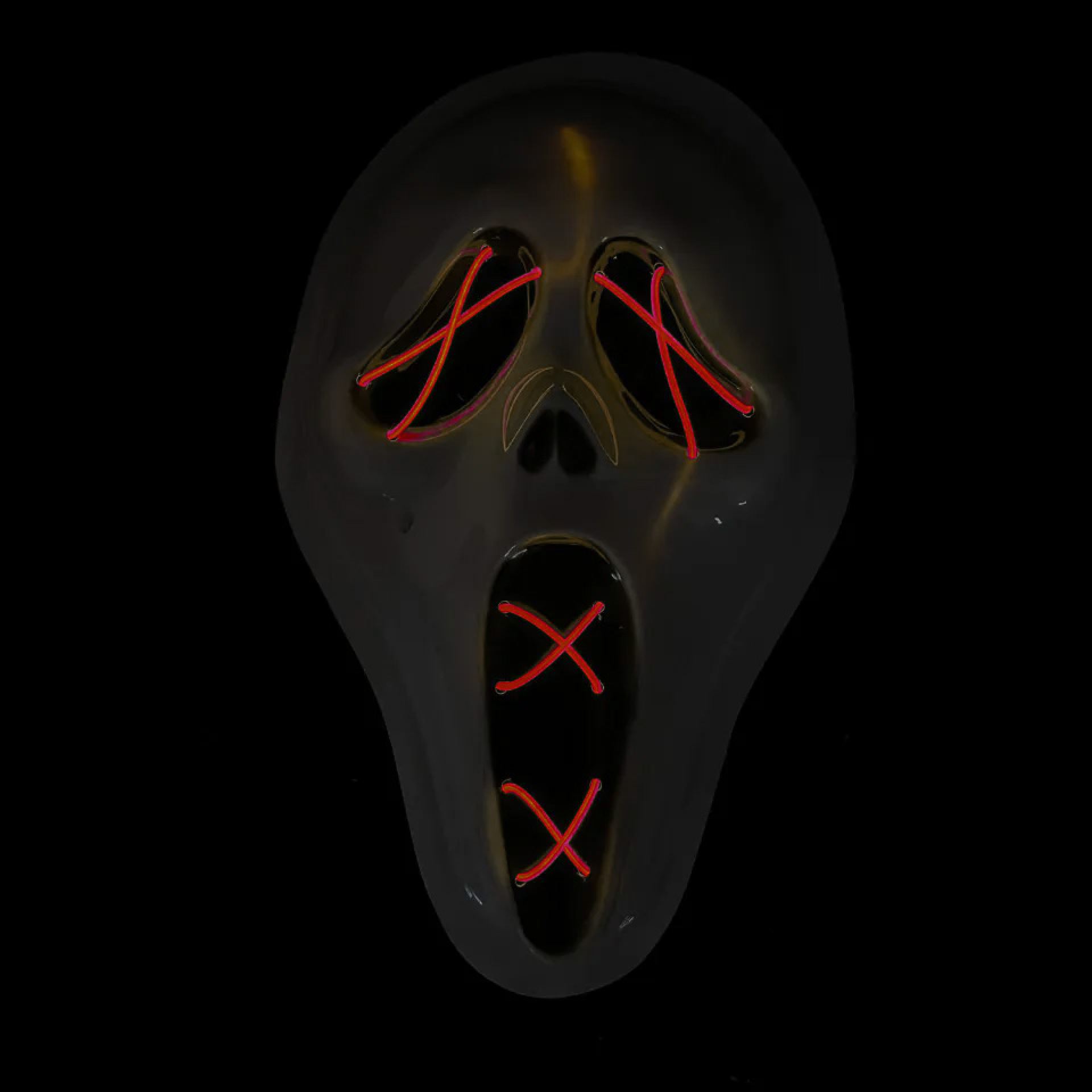 Halloween scream masker LED rood kopen