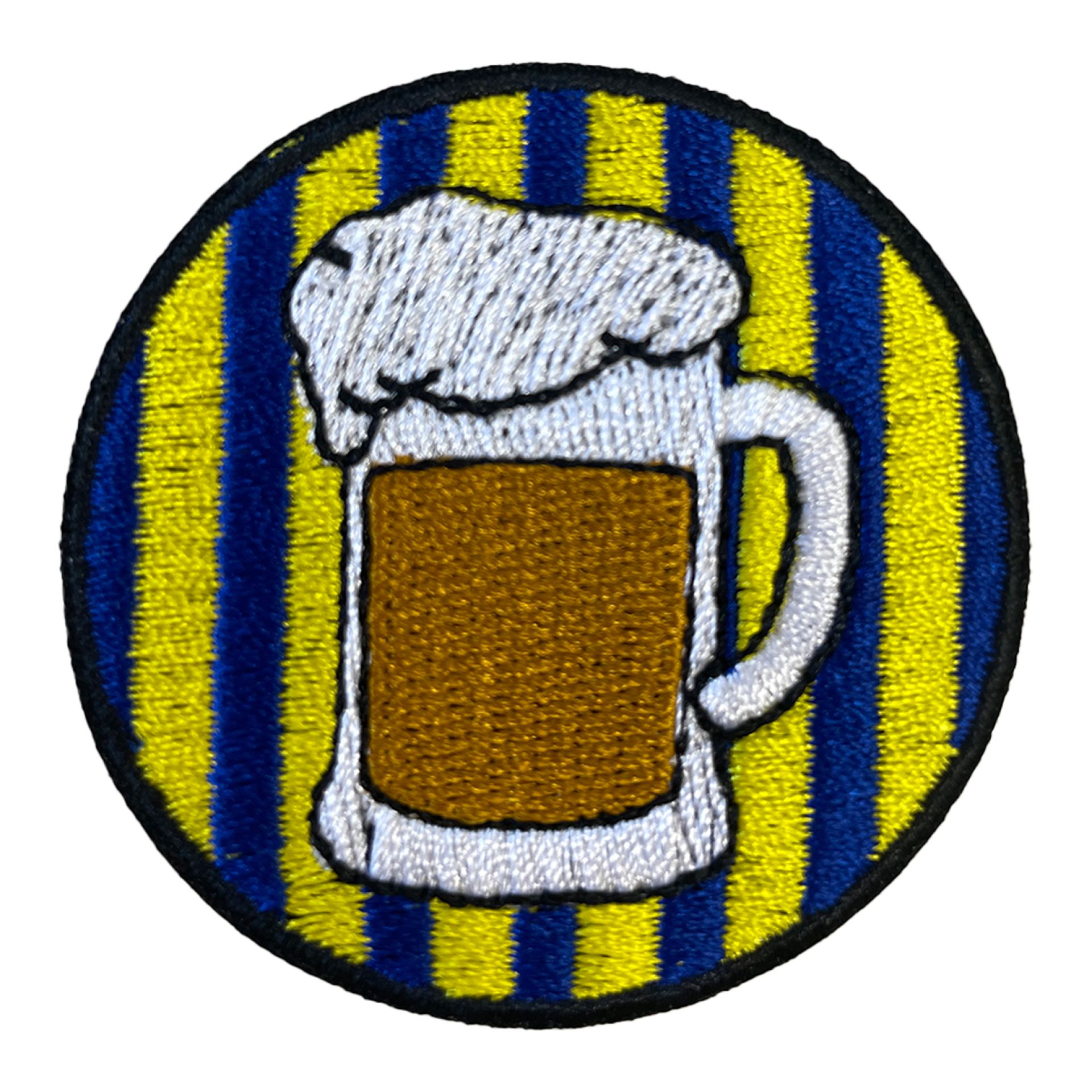 Blauw - geel embleem biertje
