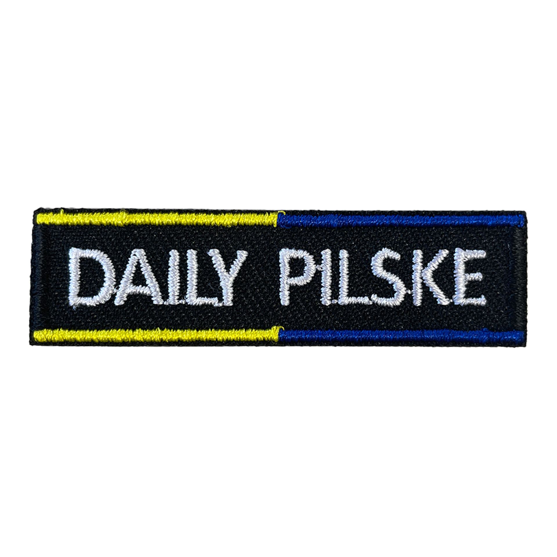 Blauw - geel embleem daily pilske
