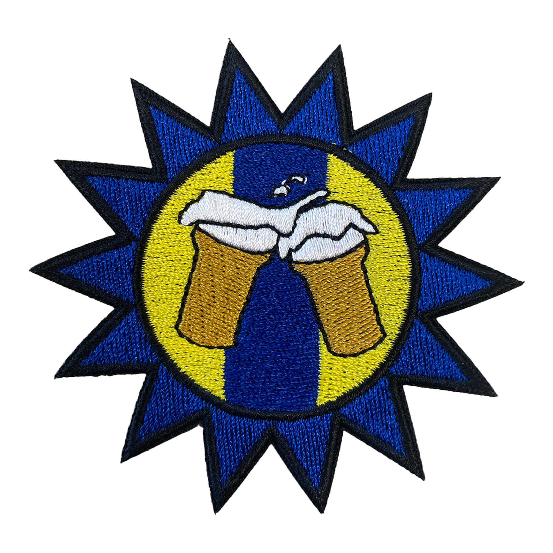 Blauw - geel embleem proost
