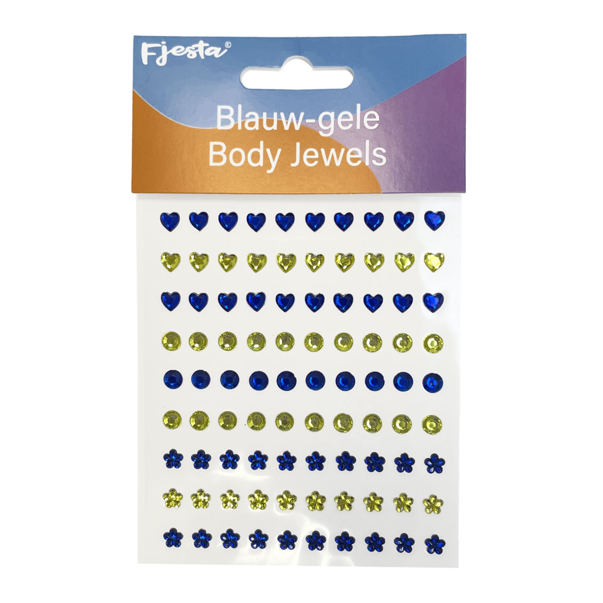 Blauw gele body jewels