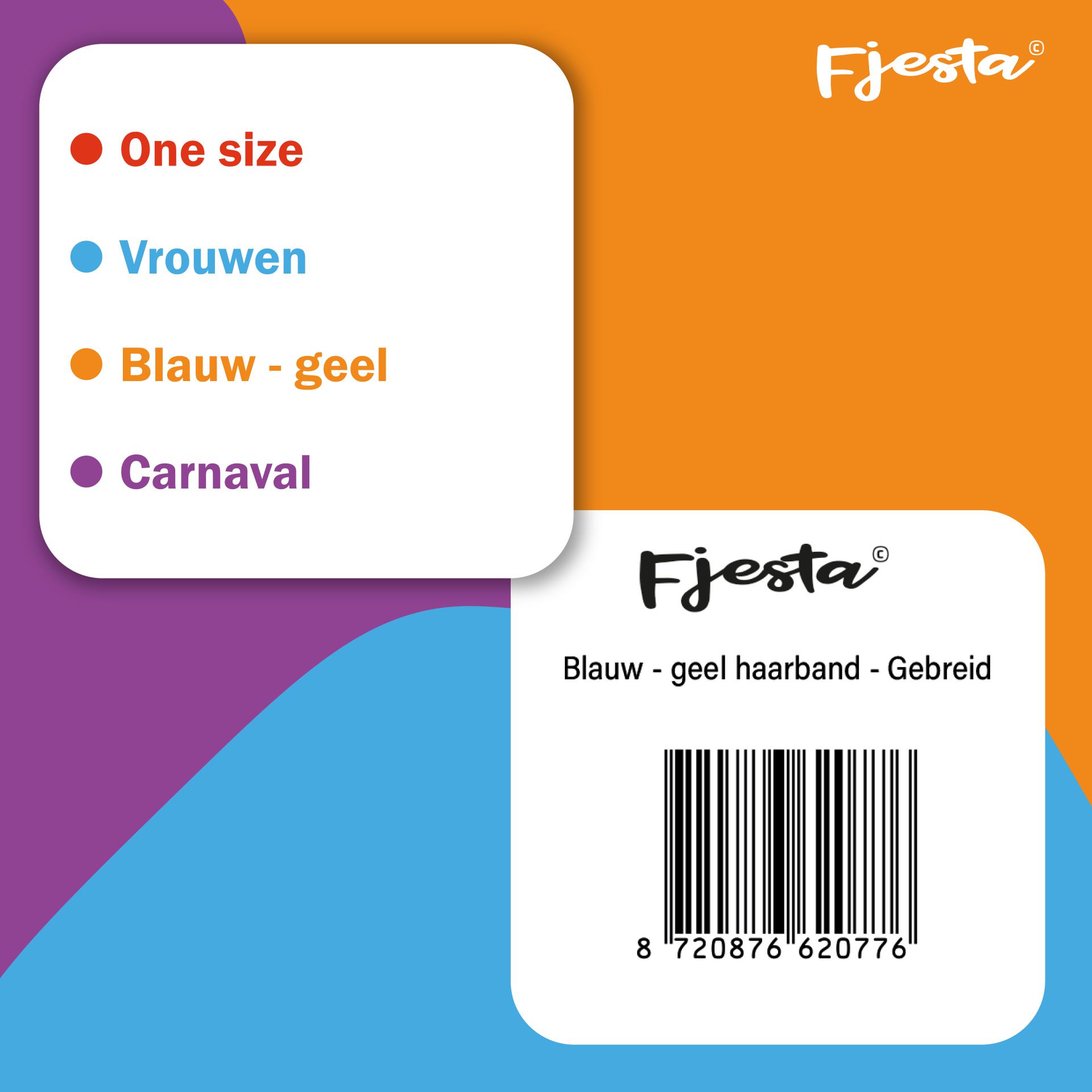 Blauw - geel haarband - Gebreid online