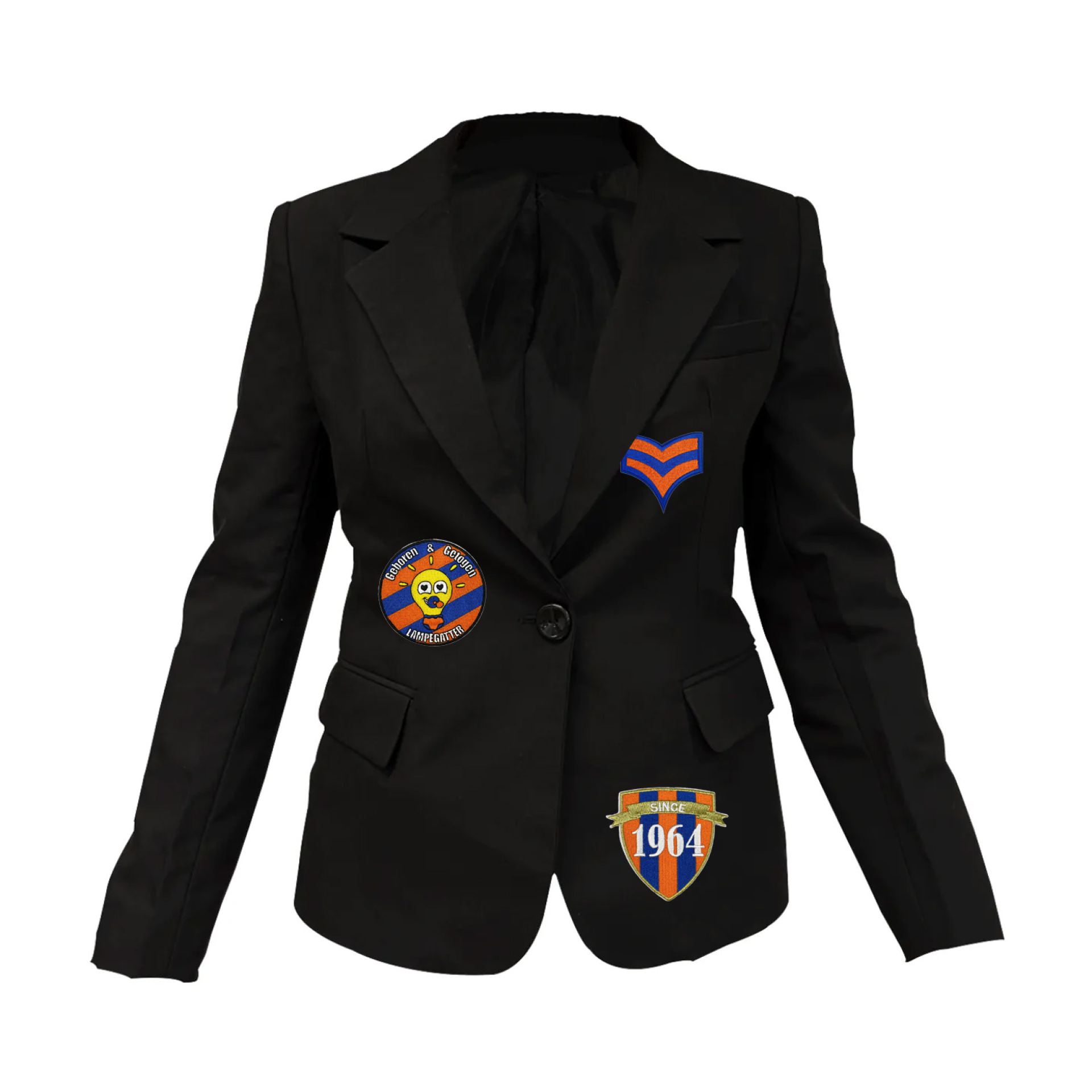 Lampegat jasje met emblemen dames