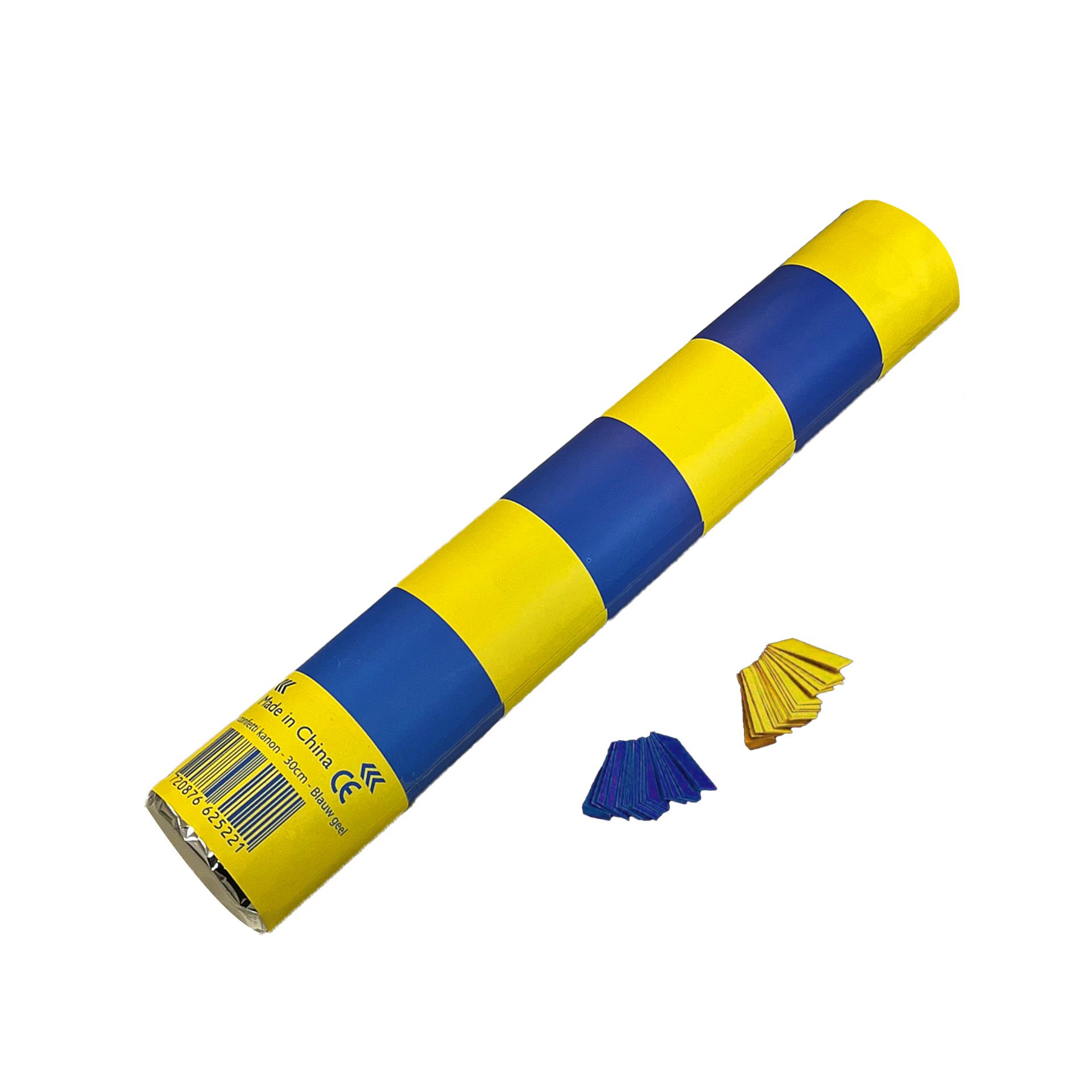 Fjesta confetti kanon 30cm blauw geel