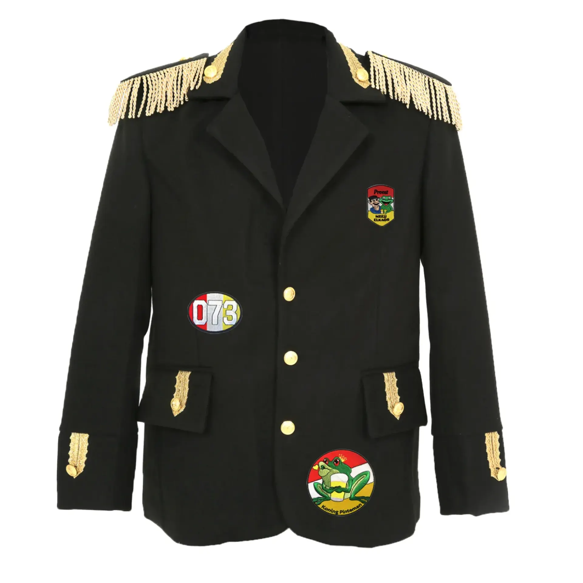 Luxe oeteldonk jasje met emblemen mannen.