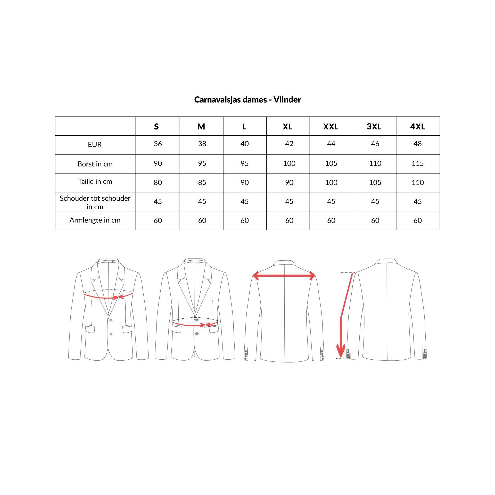 Carnavals jas dames vlinder