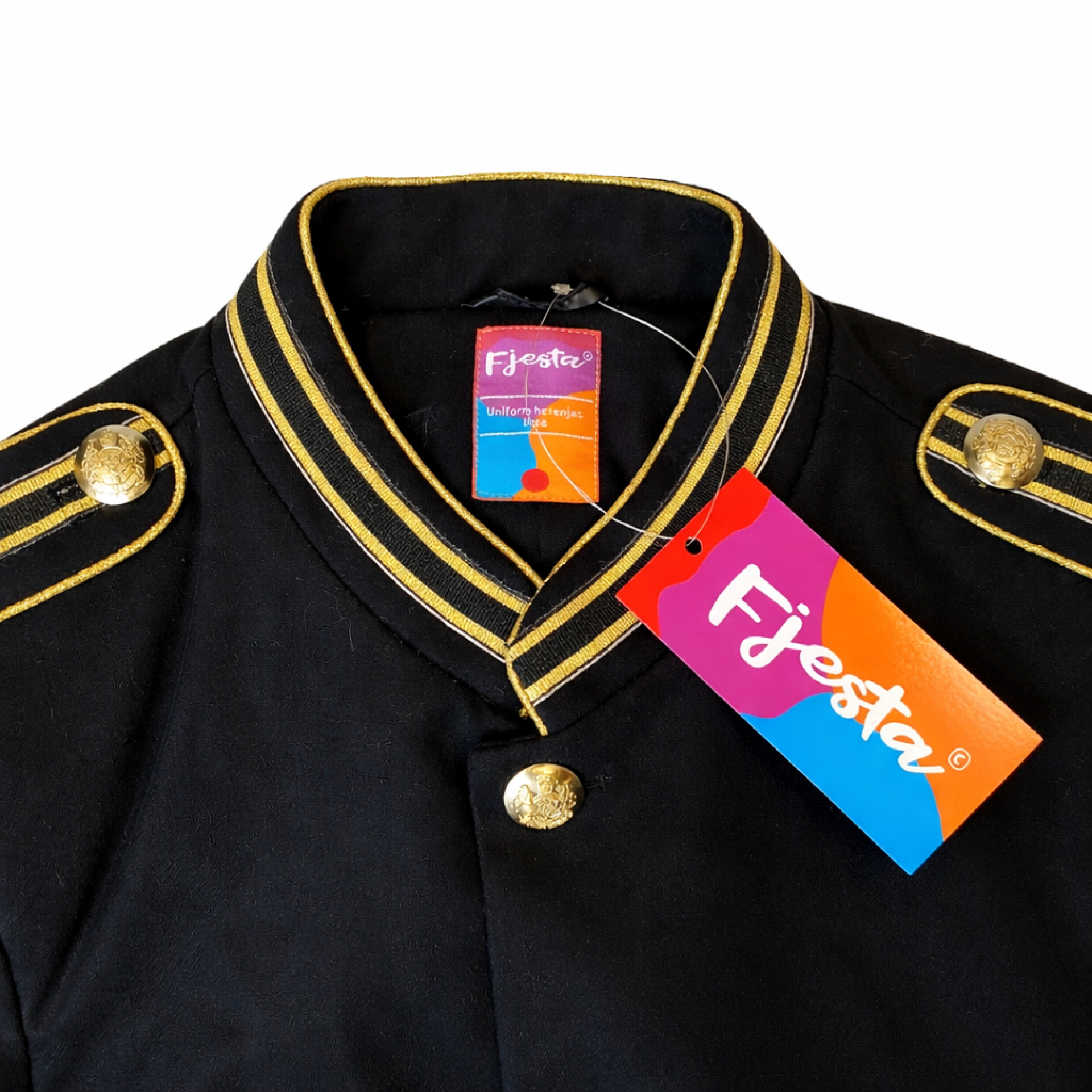 Carnavalsjas heren zwart Uniform jas details