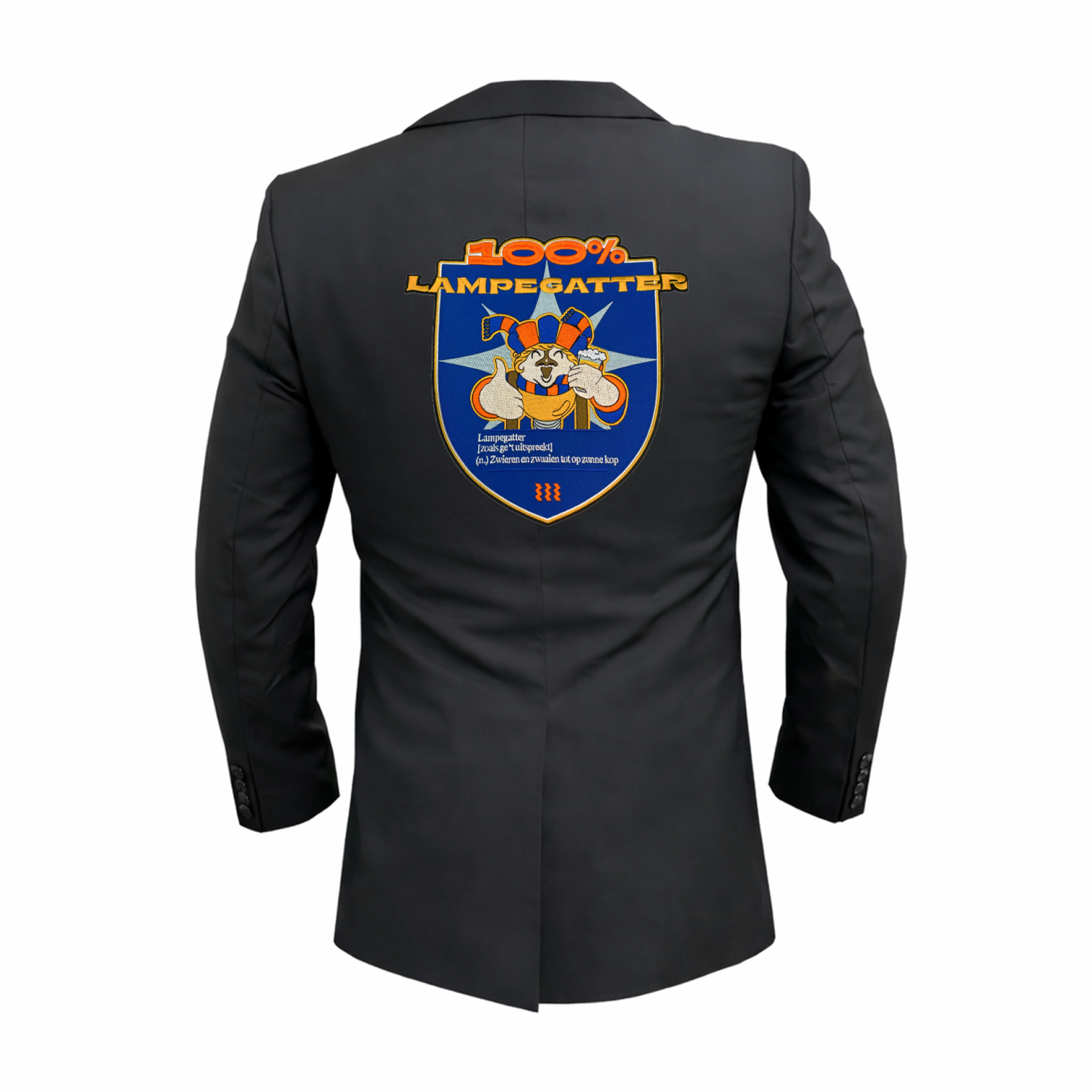 Lampegat jasje met emblemen Heren achterkant