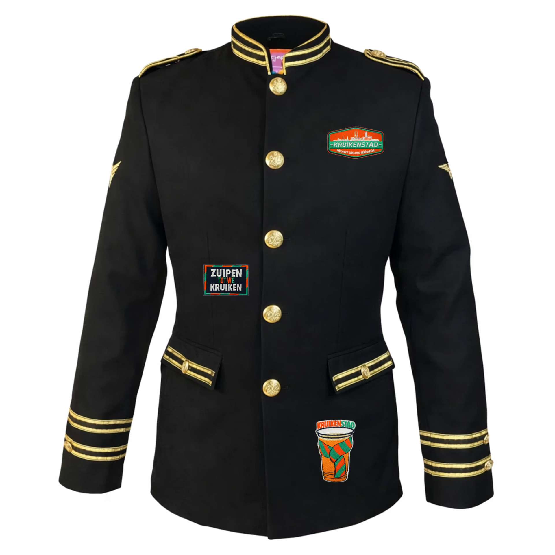 Kruikenstad jasje met emblemen uniform jas