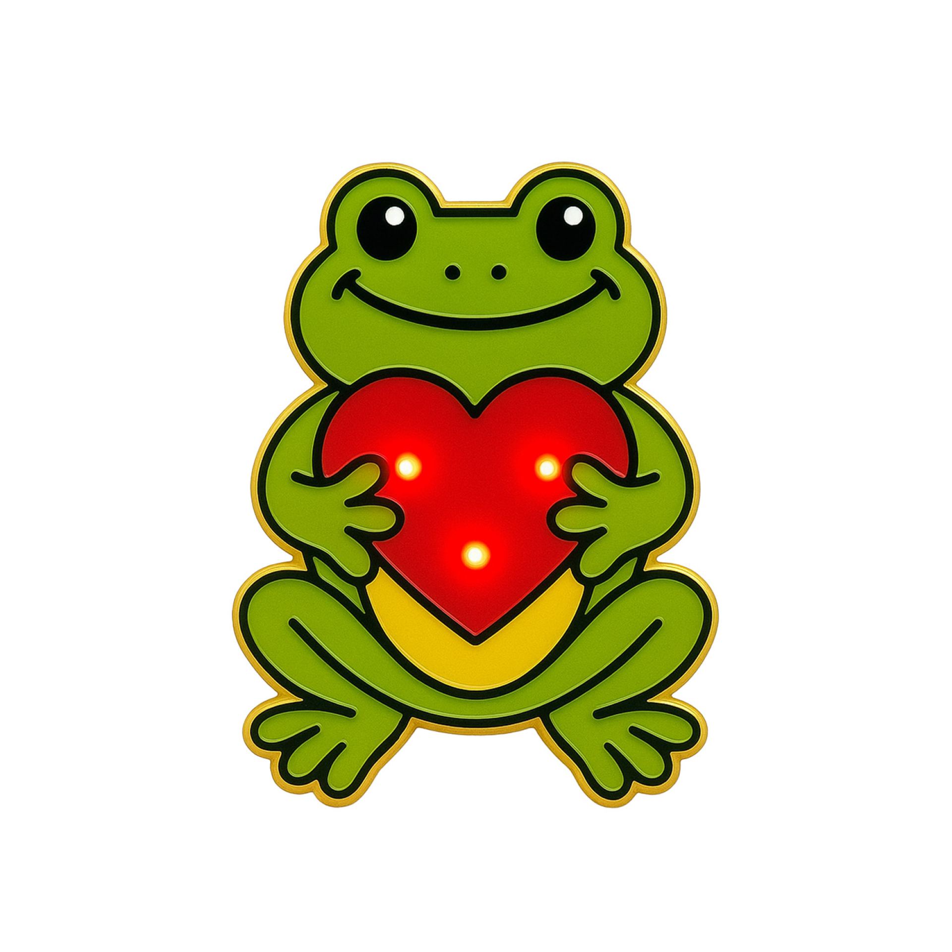 Oeteldonk pin Kikker met LED hartje