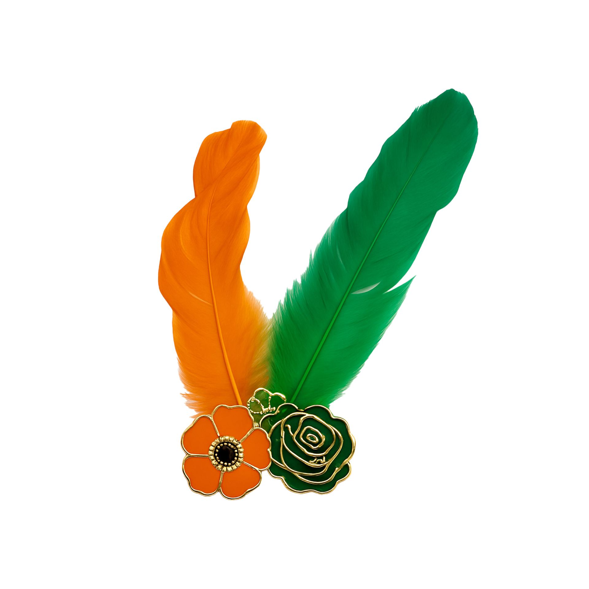 Kruikenstad pin bloemen met veren