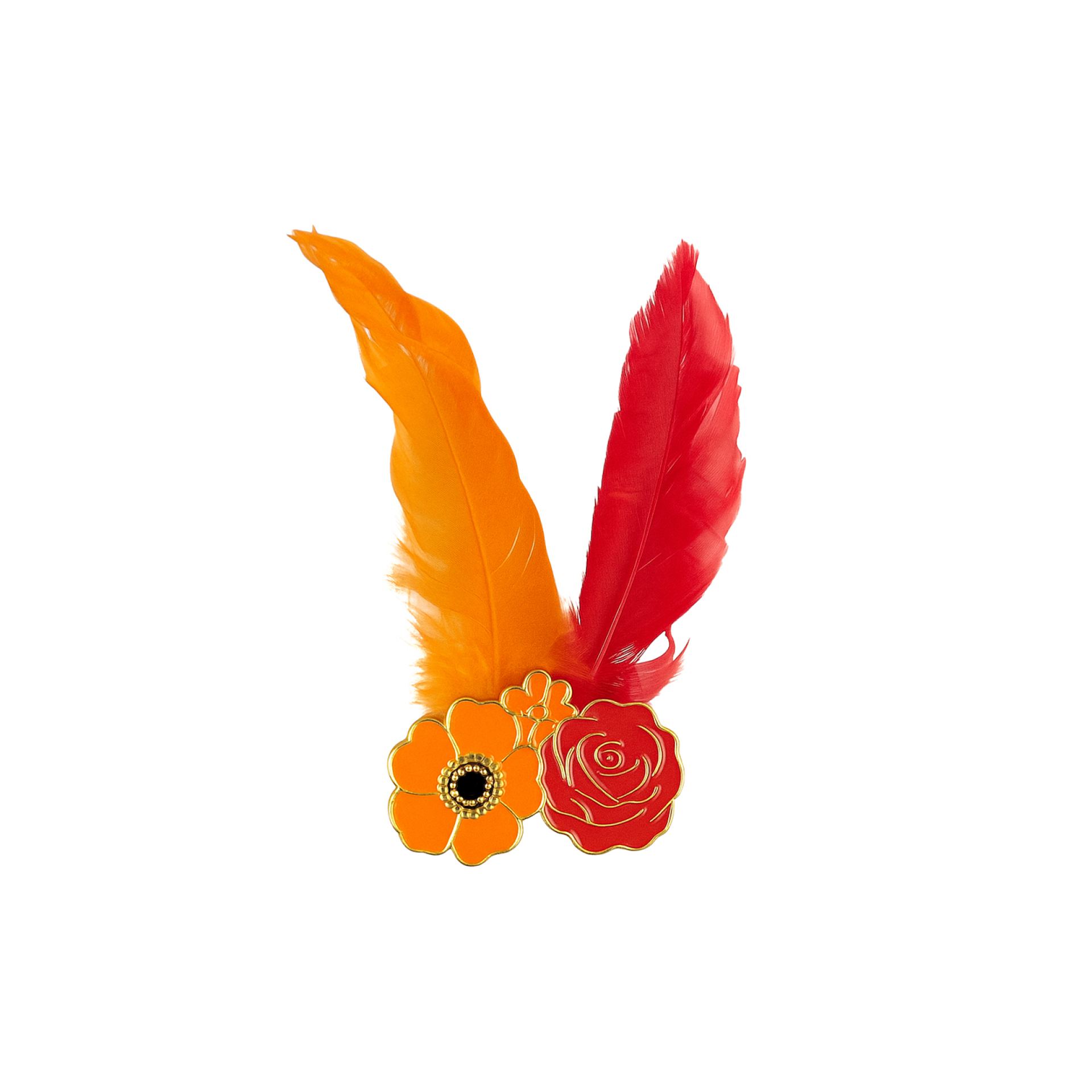 Kielegat pin bloemen met veren