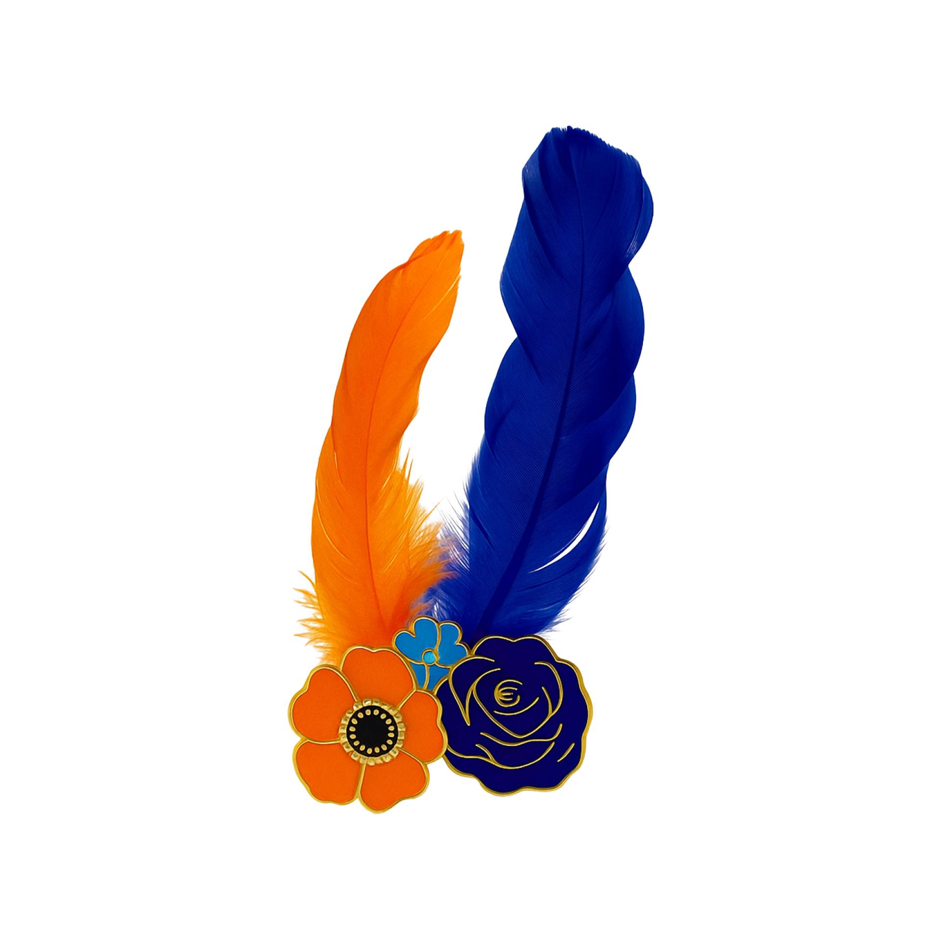 Lampegat pin bloemen met veren