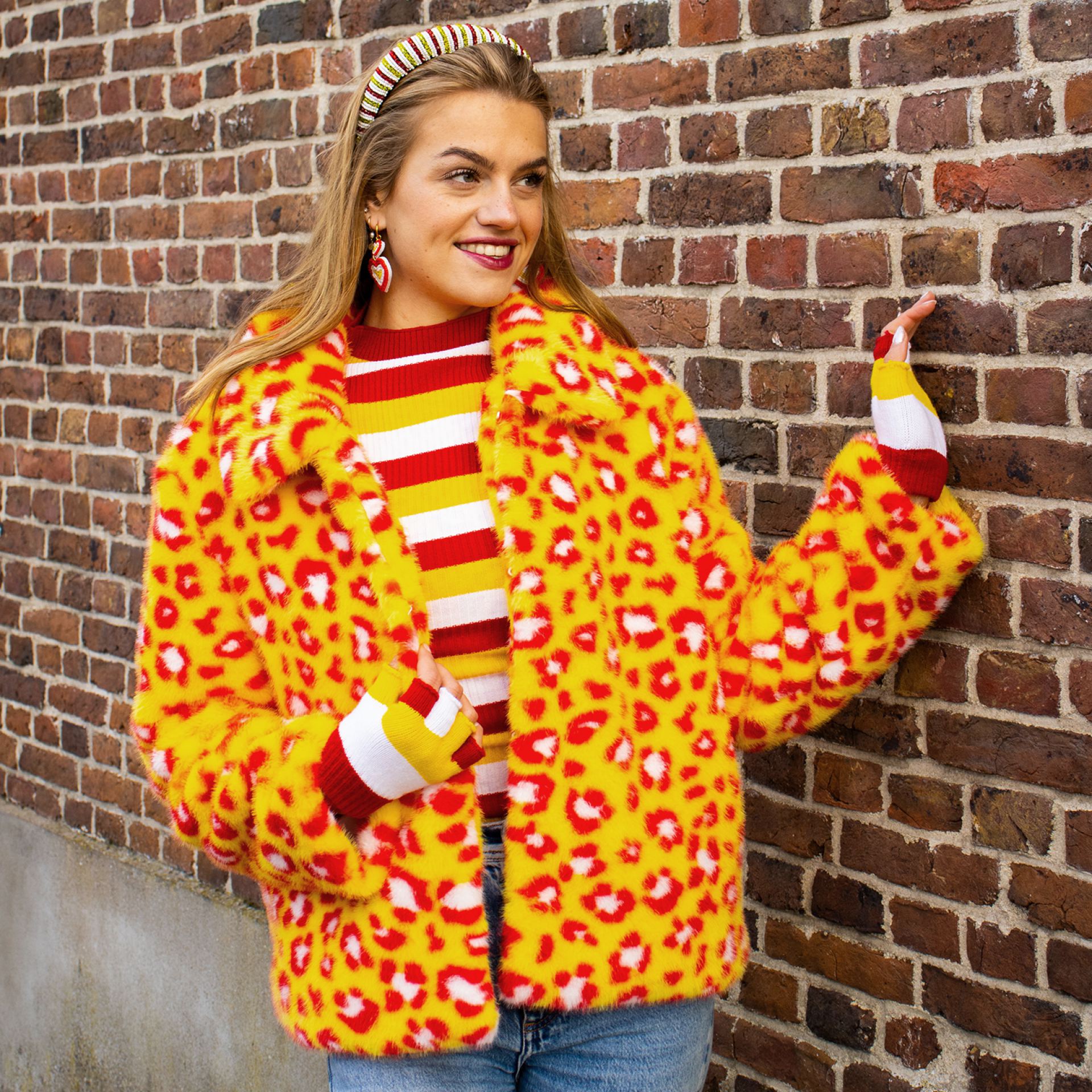 Oeteldonk jasje bontjas dames panterprint