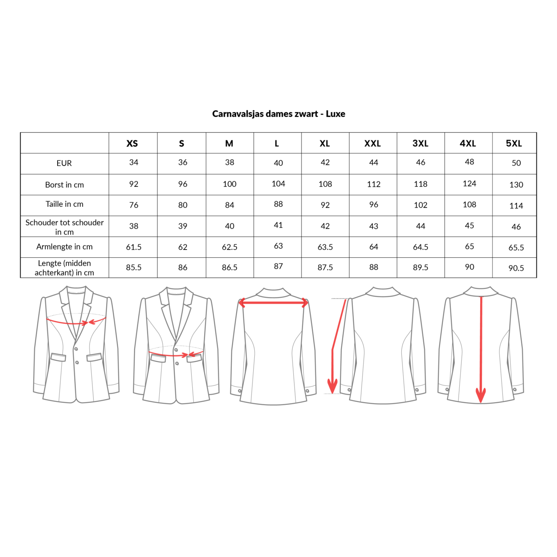 Starterspakket Oeteldonk dames afmetingen