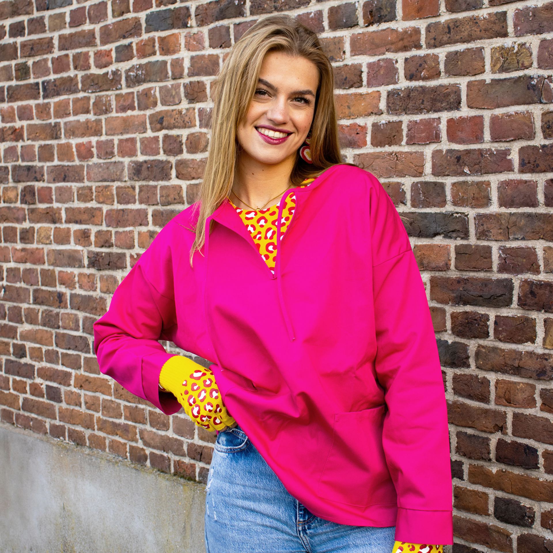 Boerenkiel unisex roze op model